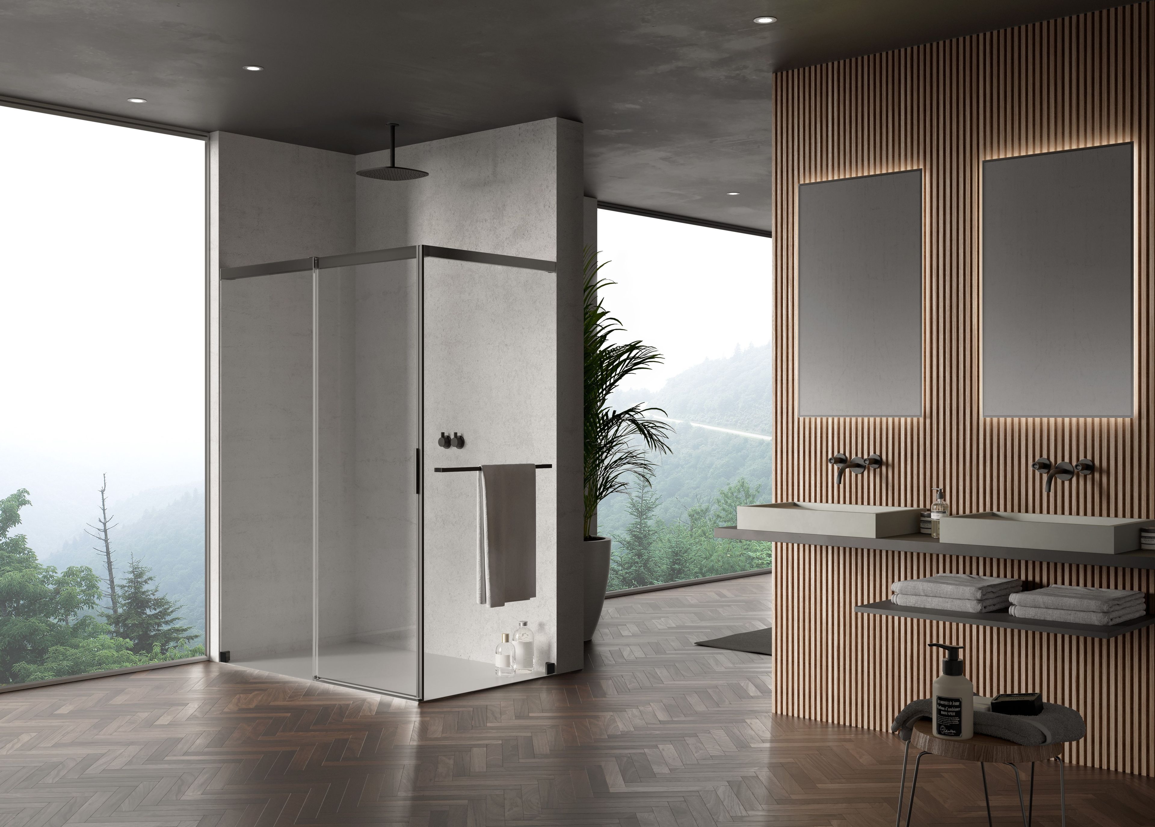 Алюминиевая и стеклянная душевая кабина с раздвижной дверью DUKA вода 5000 ARCH-00073626 - Вид №6