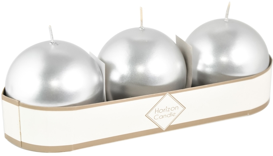 91017981 Свеча Horizon Candles шар d 60 мм 3 шт/уп серебряная STLM-0443375 MIR LIGHT