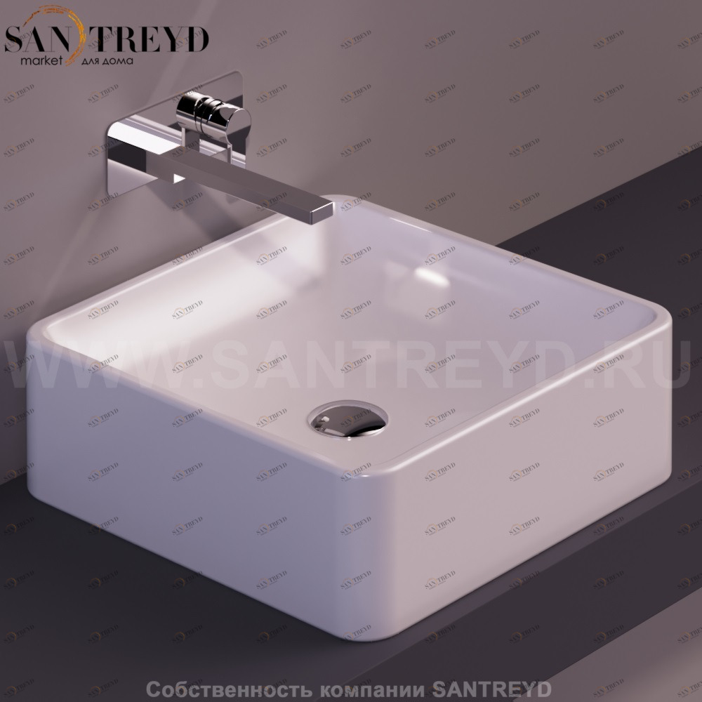 FL11BIANCO Накладная раковина на столешницу  квадратная Simas Flow