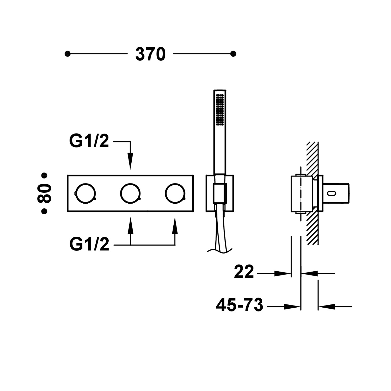 B-SYSTEM 3-ходовой встраиваемый термостатический смеситель B-system-30735301OP TRES Thermostatic - Вид №1