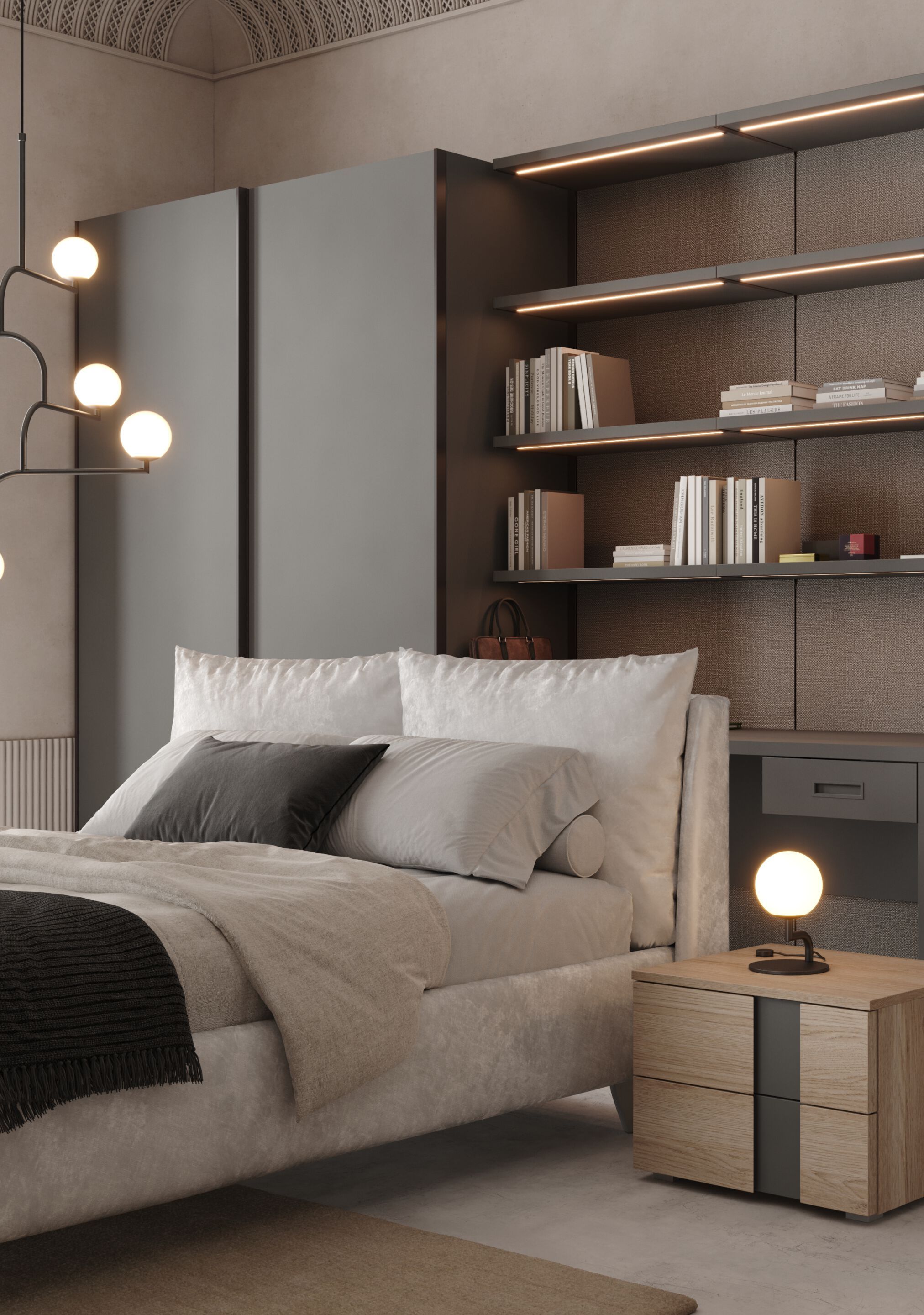 Двуспальная кровать с кожаной обивкой Giessegi DALTON ARCH-00063958 - Вид №1