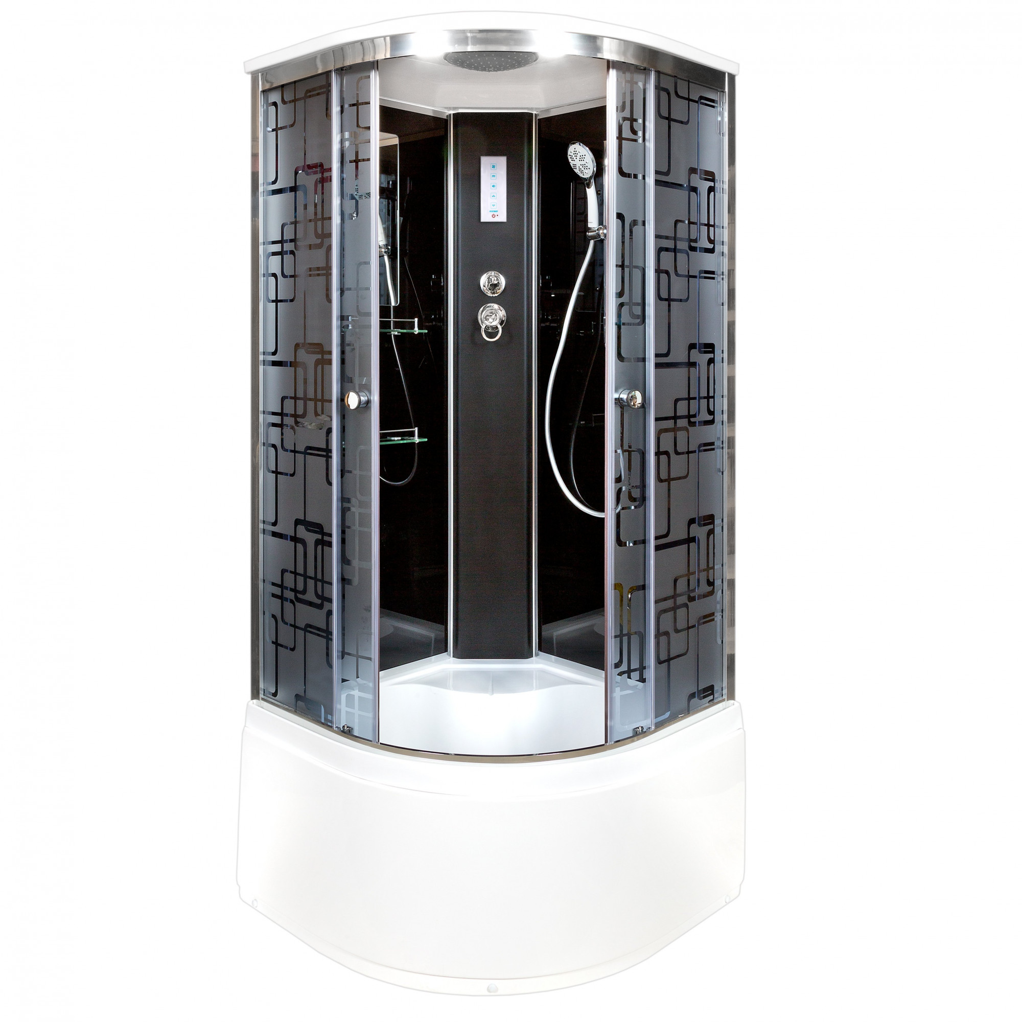 ЕМ1512 L N с гидромассажем (гм.) Душевая кабина DETO Серия EM BМ4510 с электрикой BLACK