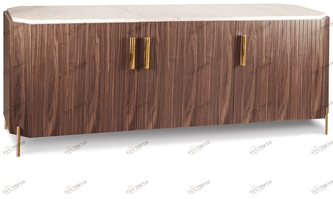 Mambo Unlimited Ideas Комод из фанерованного дерева и мрамора с распашными дверцами Malcolm sun-id-1378596