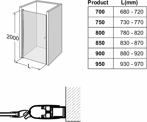 500.955.00.5 Распашная дверь IDO Showerama 10-0, IDO Showerama 10-0, матовый профиль / прозрачное стекло, 800 мм  - Вид №4