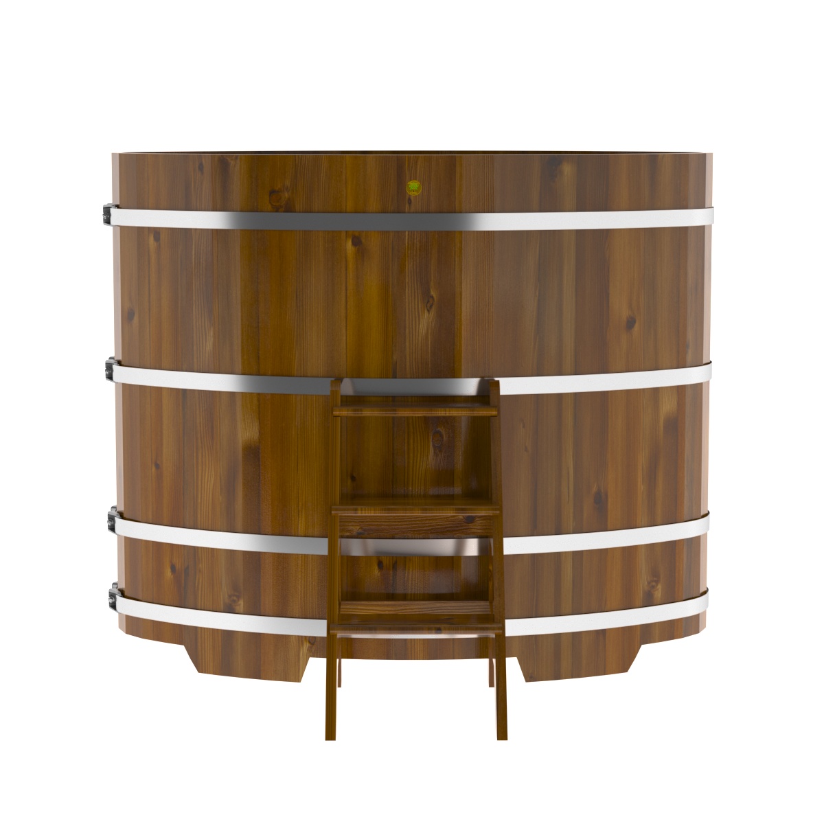 2277 Купель овальная из лиственницы Рустик 0,92х1,66х1,4 морёная Alyarus  - Вид №4