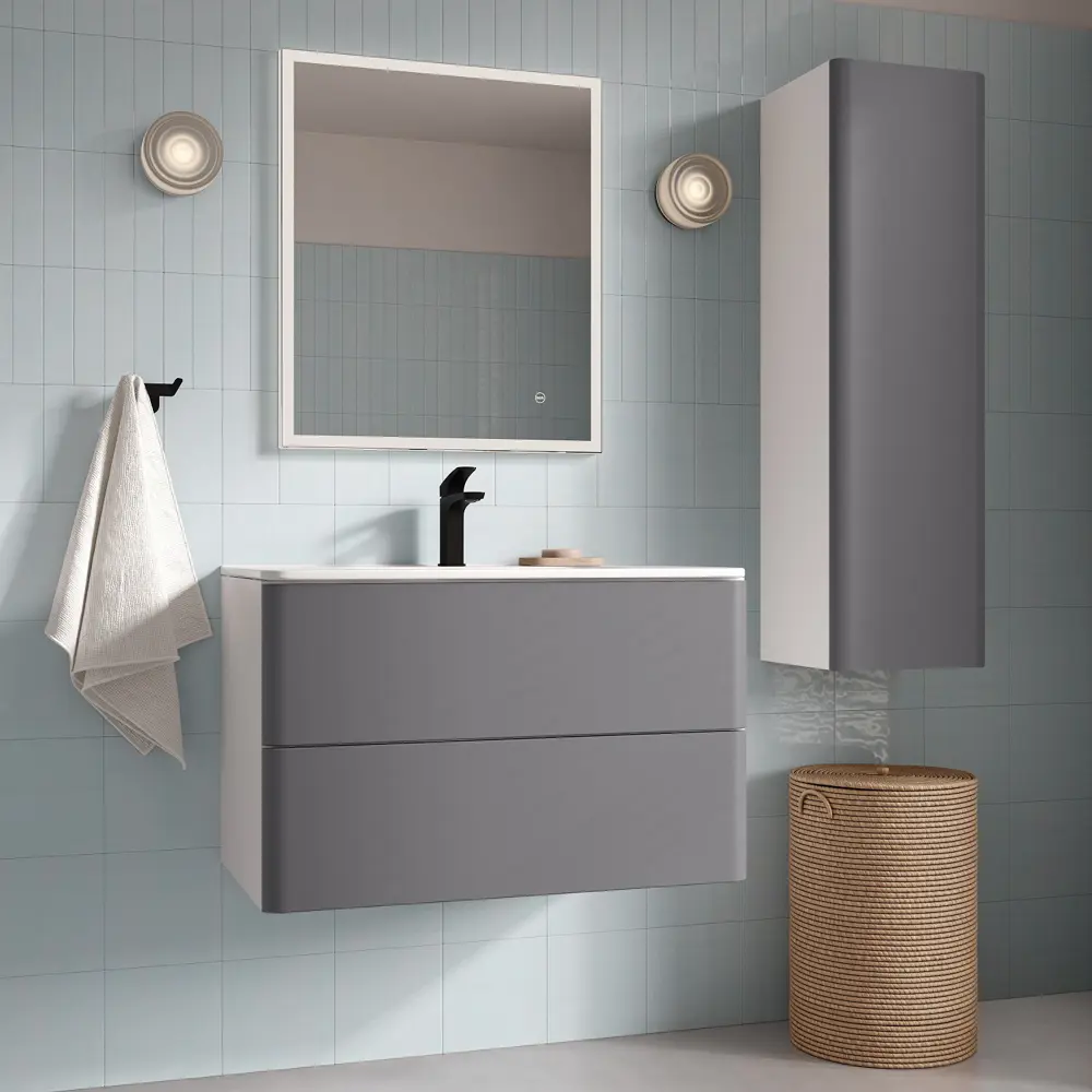 Комплект фасадов для тумбы Iddis Lahta 80 см LAH80GMi89 МДФ цвет графит STLM-2076956 - Вид №6