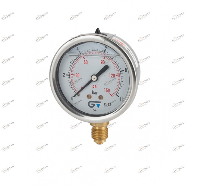 GENEBRE 3822 006 Манометр Ø 63 с глицерином, нижнее соединение, резьба BSP 