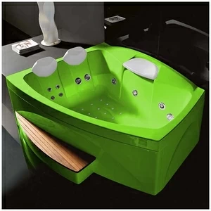 Ванна GRUPPO TREESSE Matrix Slim V763Q-S большая с подголовником глубокая с гидромассажем и аэромассажем дезинфекцией и пультом ДУ салатовая