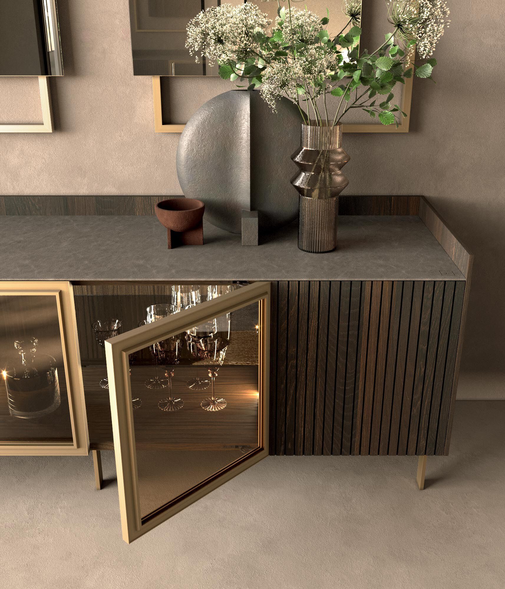 Шкаф из дерева и стекла с распашными дверями Guzzini & Fontana QUEEN ARCH-00098146 - Вид №3