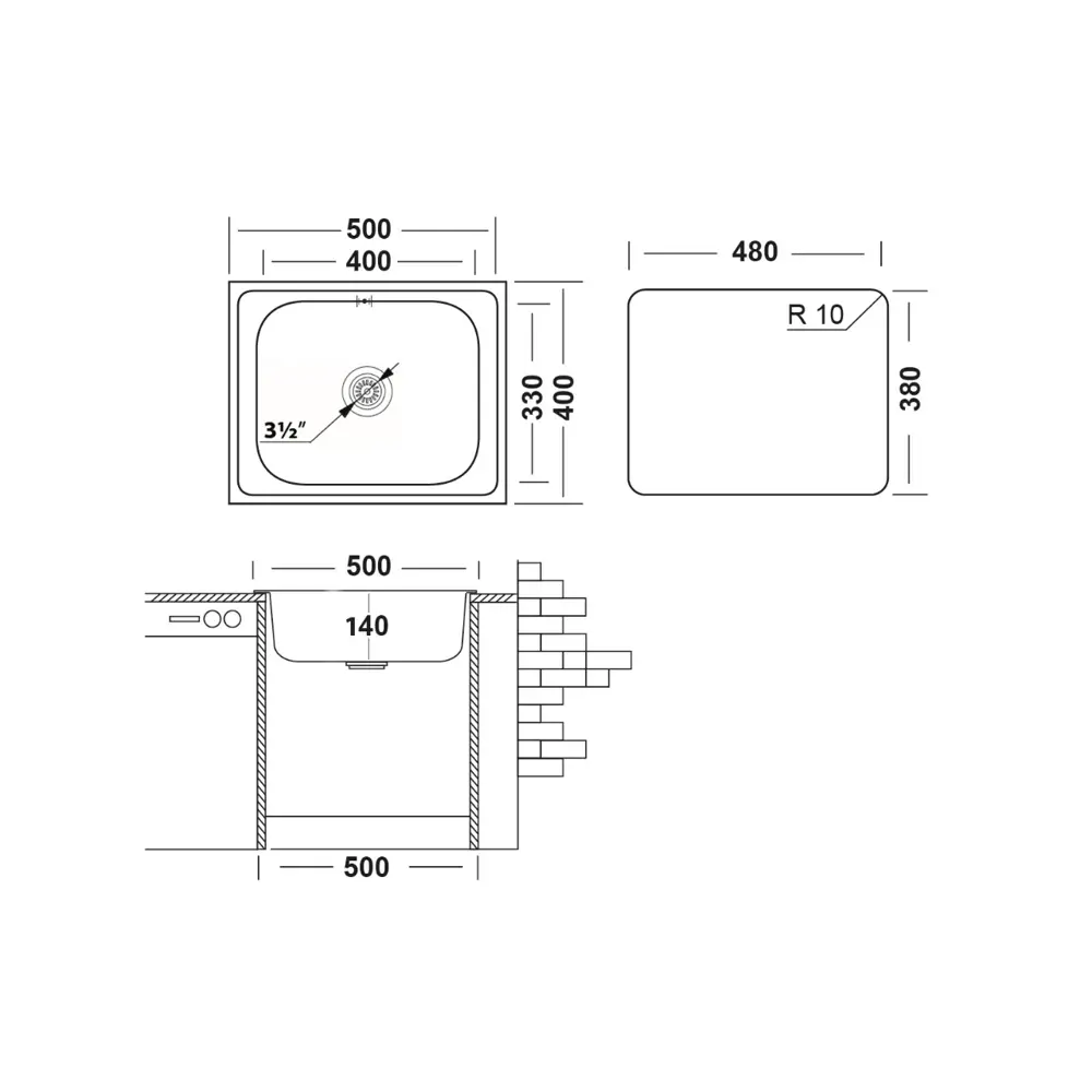 Врезная мойка UKINOX Frant 50x40 см, нержавеющая сталь, серебристый 89435039 STLM-1584093 - Вид №1