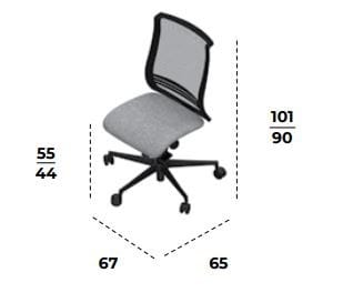 Тканевый регулируемый по высоте рабочий офисный стул с колесами Bralco Hub ARCH-00143133 - Вид №3