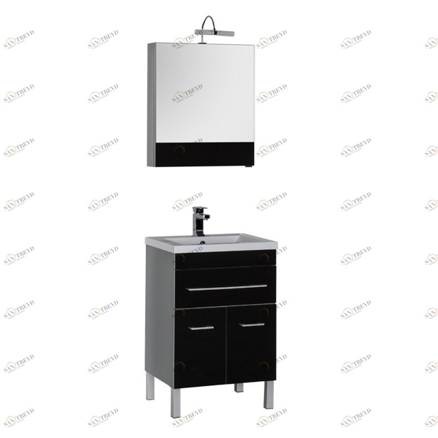 Комплект мебели Aquanet Верона 58 черный (напольный 1 ящик 2 дверцы) 00182945