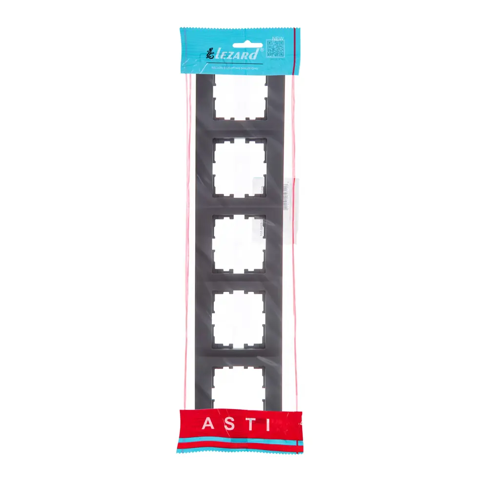 Рамка для розеток и выключателей Lezard Asti 5 постов горизонтальная цвет черный бархат STLM-2032317 - Вид №3