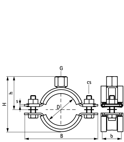 33148109 BIS Хомуты для высоких нагрузок с вкладышем EPDM HD1501 (M8/10, M10/12) (BUP1000) для всех видов труб walraven  - Вид №1