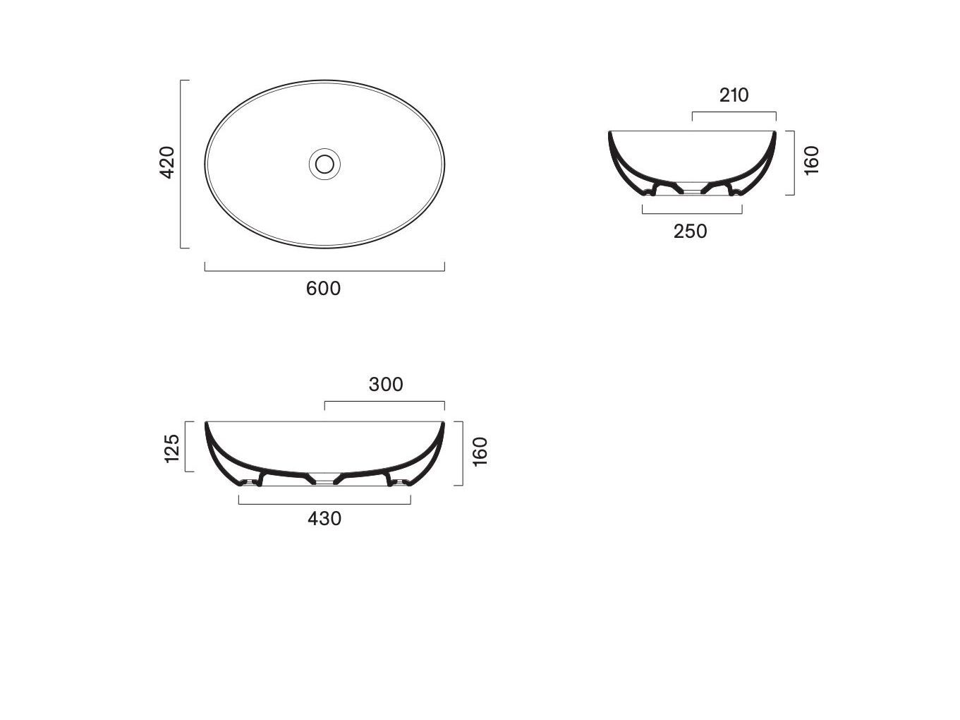 Овальный умывальник с одной столешницей CERAMICA CATALANO сфера ARCH-00112868 - Вид №12