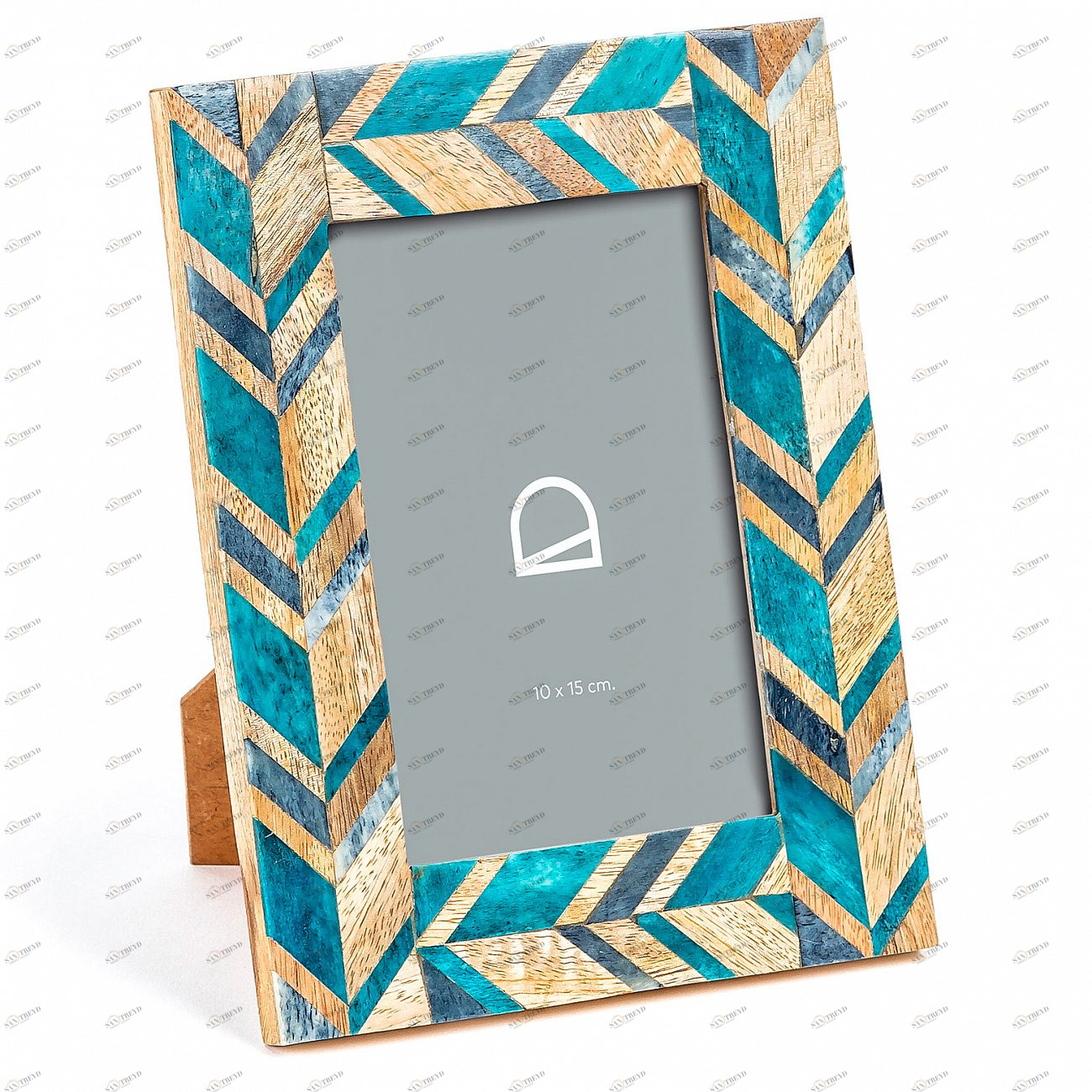 Фоторамка деревянная с голубым костяным декором 10х15 см Doala от La Forma LA FORMA  343312 Бежевый;голубой 