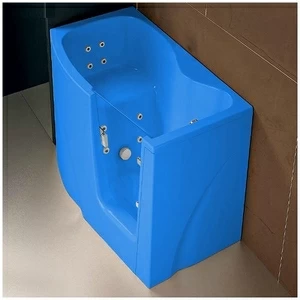 Ванна с гидромассажем GRUPPO TREESSE GEN-Y V3417-SX голубая угловая сидячая с дверью левосторонняя