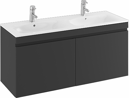 42392 IFO Renova Плоская тумба для умывальника с двумя ящиками и двумя внутренними ящиками, W = 1290 мм, W1 = 1300 мм, глянцевый белый  - Вид №5