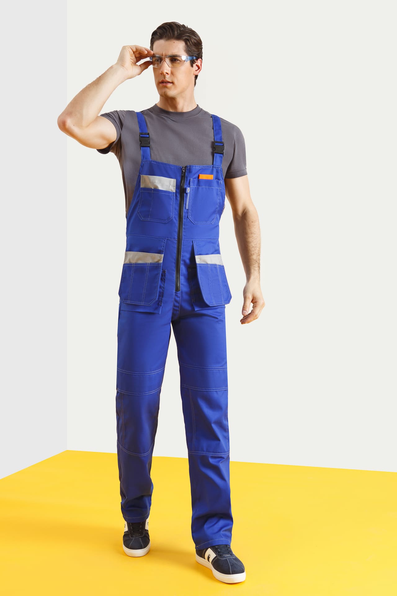 69449 Полукомбинезон "Профессионал-2" василек светло-серый  Летняя спецодежда  размер 60-62/182-188  - Вид №2