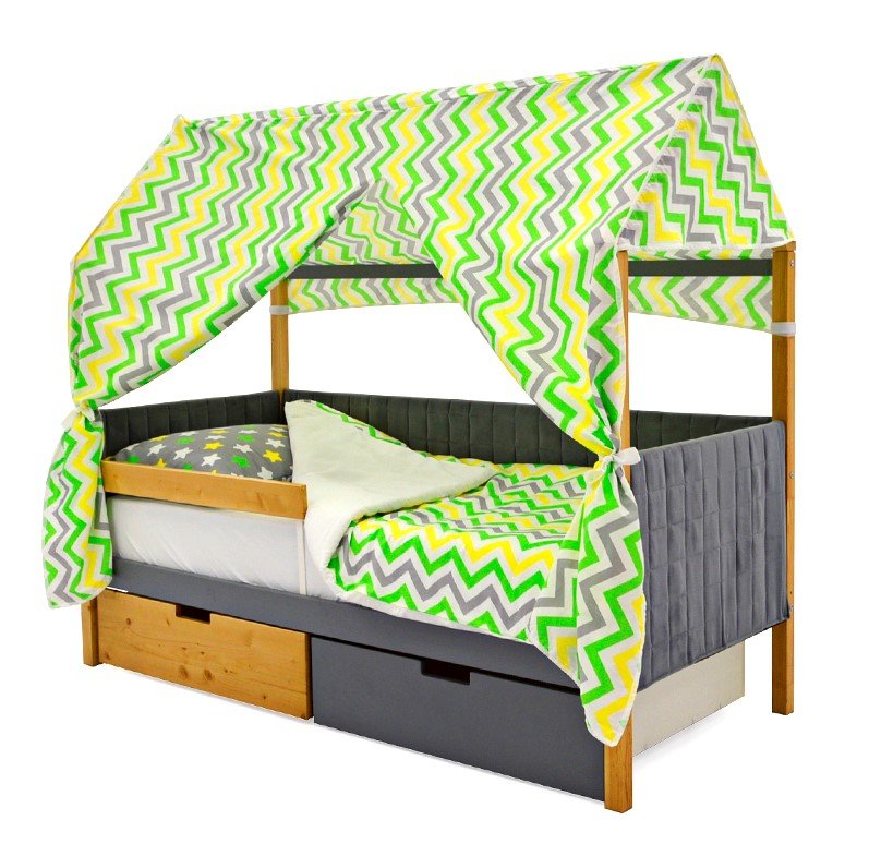 Детская кровать-домик мягкая дерево-графит Svogen БЕЛЬМАРКО  00-3873182 Бежевый;серый Santreyd  - Вид №6