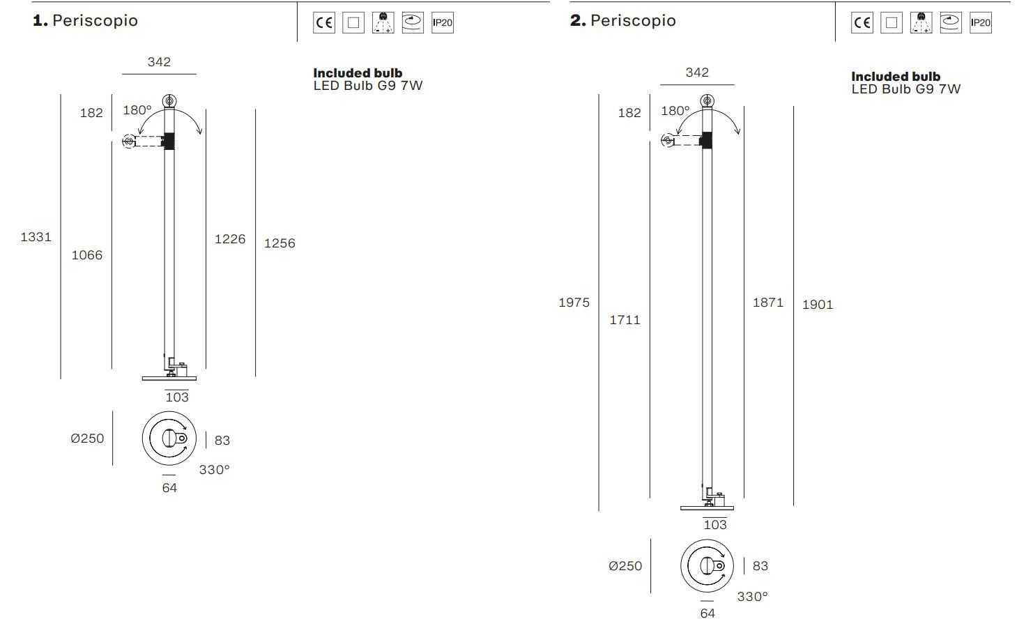 Регулируемая напольная лампа из нержавеющей стали Stilnovo перископ ARCH-00150771 - Вид №3