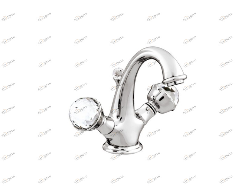 037205.C00.62 Смеситель для раковины на одно отверстие с кристаллами сваровски Сатин никель Mestre Pacifica