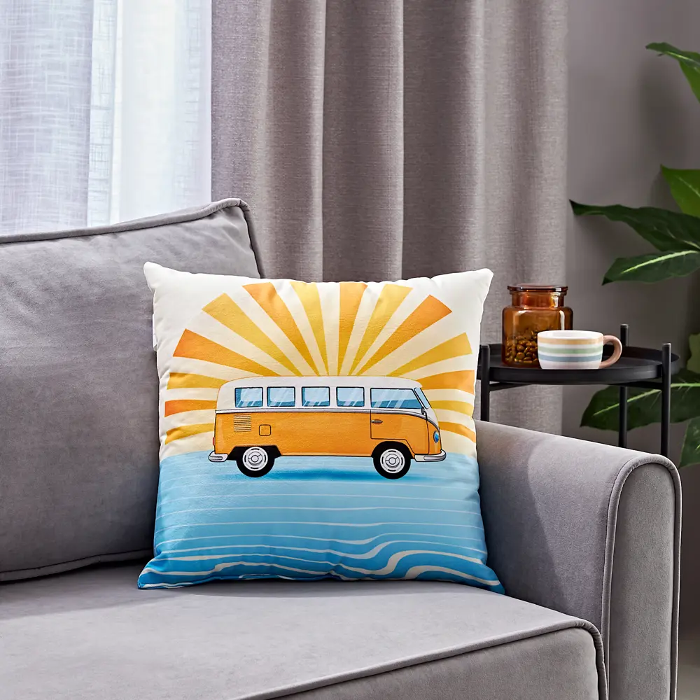 Подушка Автобус 45x45 см цвет бирюзовый 84659866 STLM-2041229 SEASONS  - Вид №3