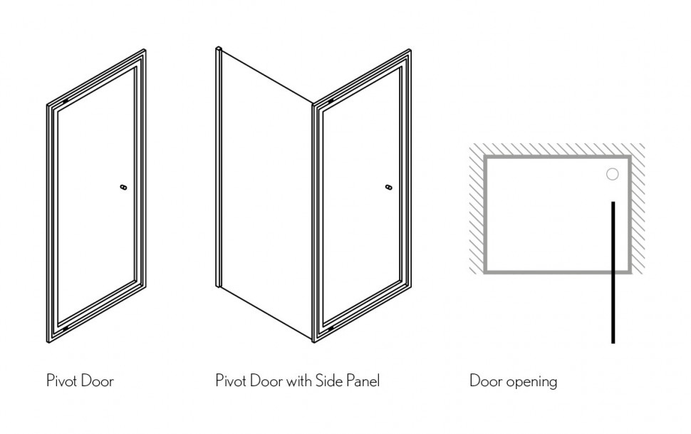 Дверь Infold 800mm c боковым экраном 900mm Britton Burlington EIDSC0800, ESPSC0900  - Вид №4