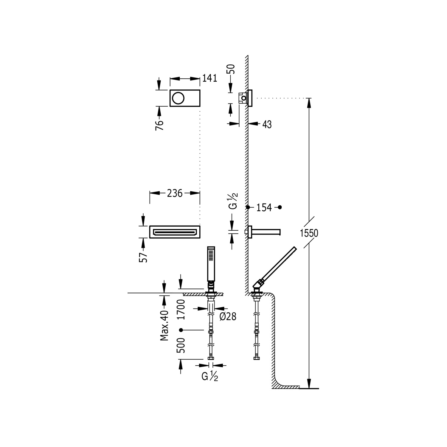 SHOWER TECHNOLOGY 2-ходовой встраиваемый электронный термостатический смеситель Shower Technology Blue Edition, набор для ванны и душа-09286570 TRES Electronic - Вид №1