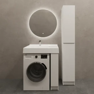 Тумба под накладную раковину KONSENSA Терни левая 91.7x18 раковина на стиральную машину Mira шкаф-пенал цвет корпуса белый