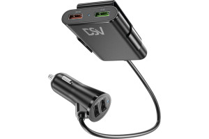 18918156 Автомобильное зарядное устройство для телефона и гаджетов 4 USB с проводом R77009 DSV