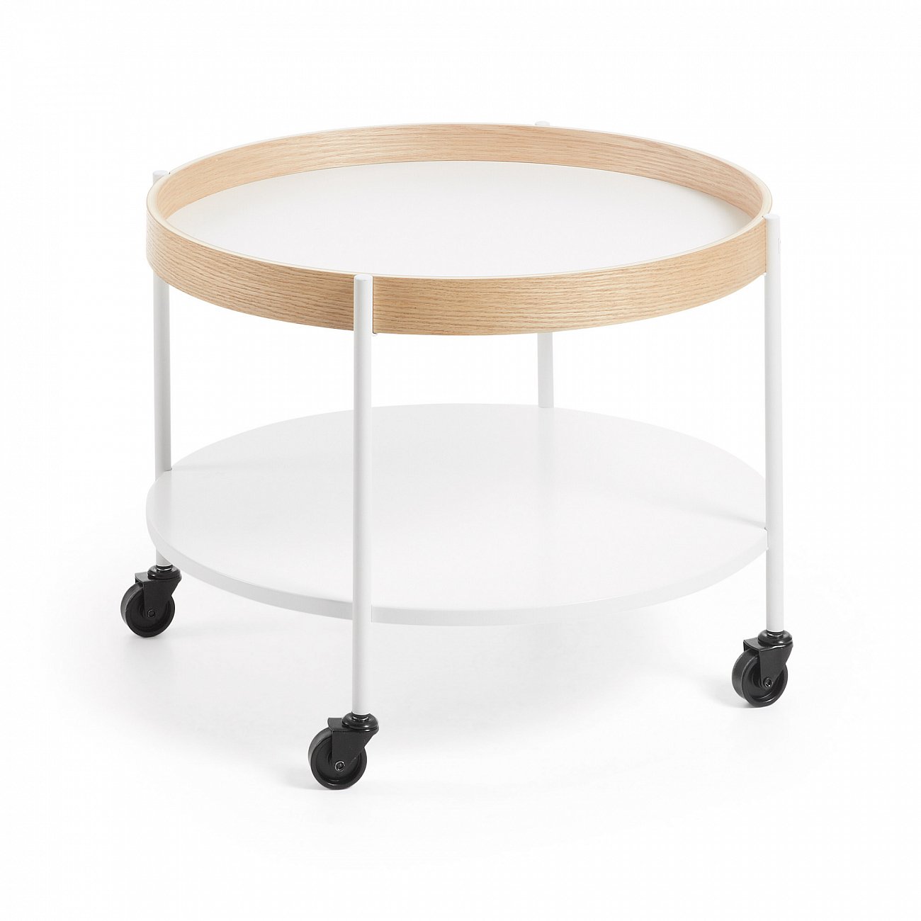 Столик сервировочный на колесиках белый 61 см Alban от La Forma LA FORMA ALBAN 344910 Бежевый;белый  - Вид №1