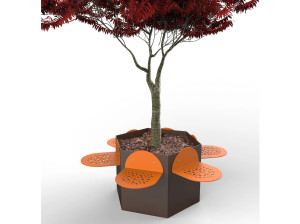 Стальная шестиугольная плантатор общественного пространства с сиденьем