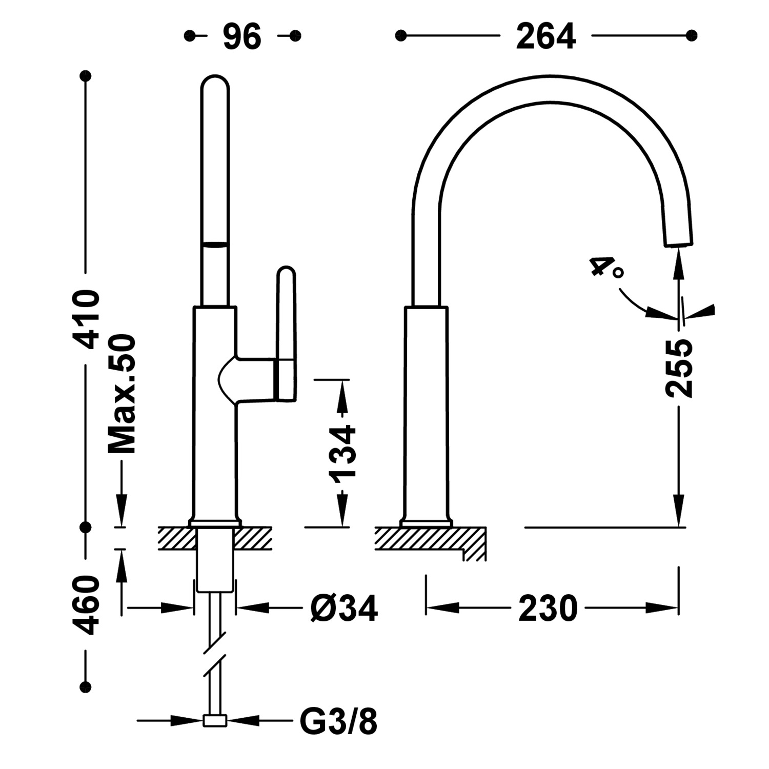 КУХОННЫЙ смеситель с одной ручкой для кухни-23044003AC TRES Kitchen - Вид №1