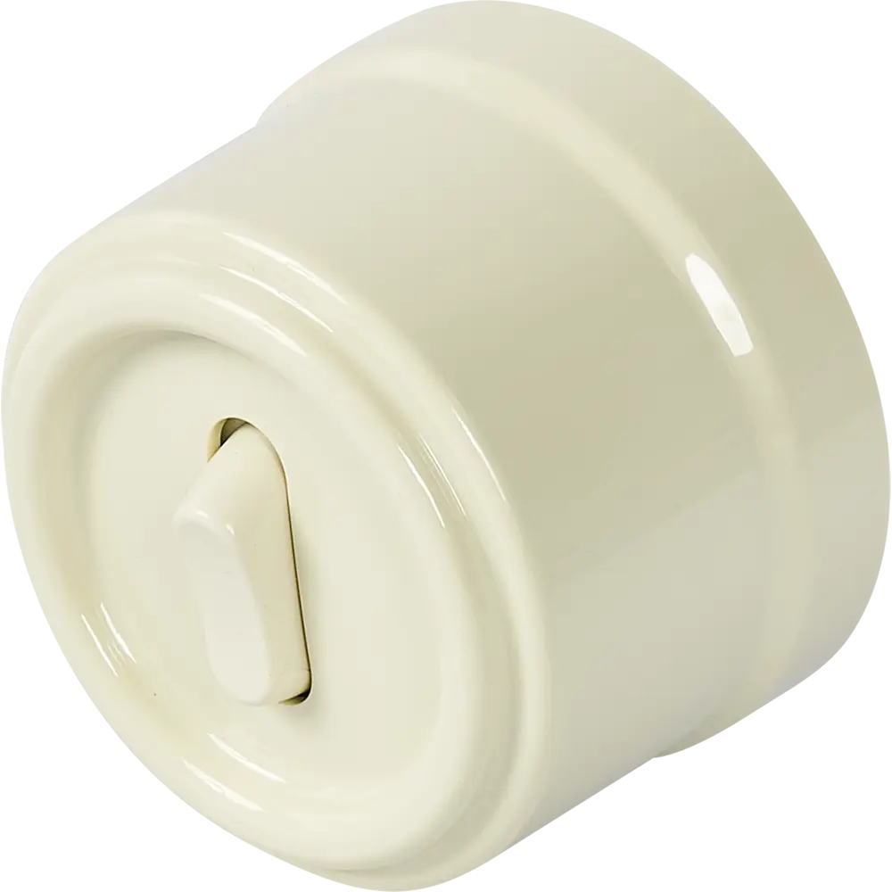 Выключатель Electraline одноклавишный глянцевый слоновая кость 84229198 Лофт STLM-0047232