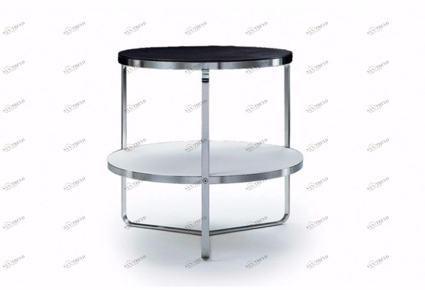 Flexform Круглый металлический журнальный столик с деревянными столешницами Carlotta 13u70