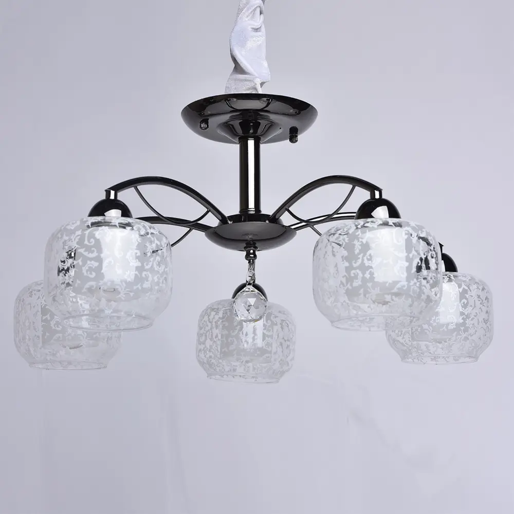 Люстра Грация 5xE14x60 Вт, металл/стекло, цвет чёрный/белый MW-Light STLM-2182934 - Вид №1