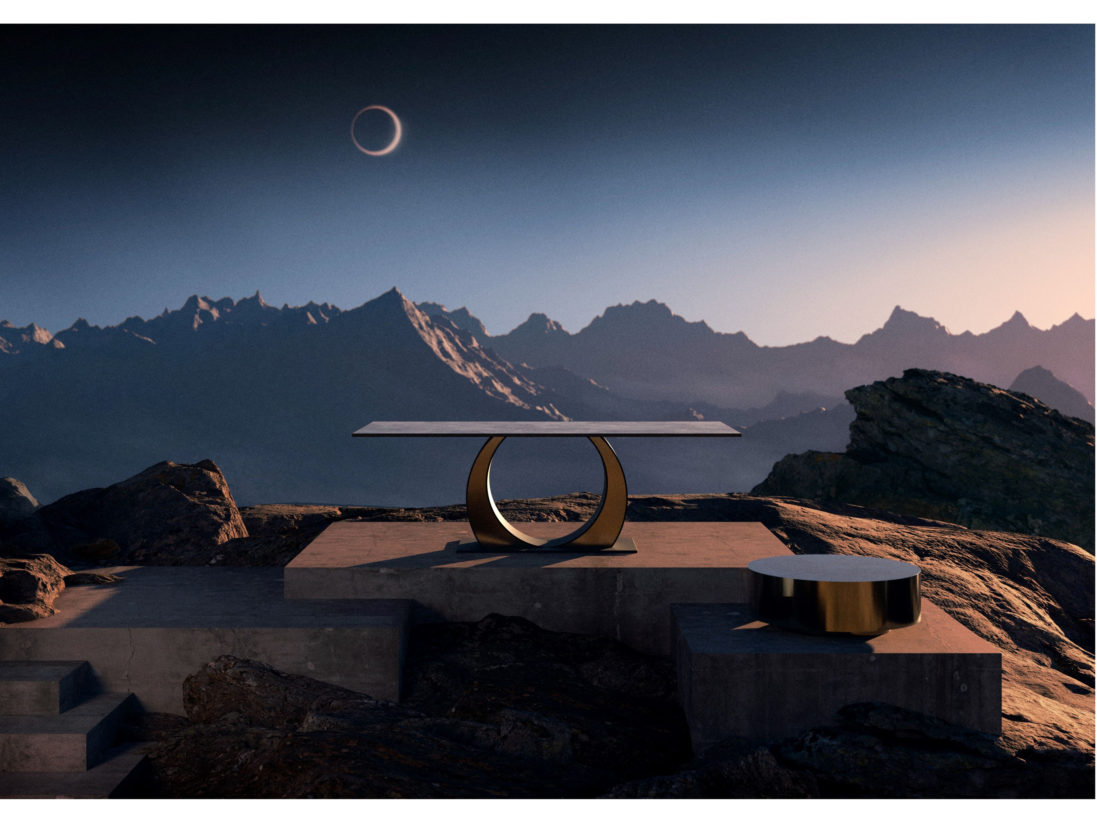 Прямоугольный стол со стальным основанием и кварцевым верхом ORO NERO Collection Eclipsy ARCH-00023523 - Вид №2