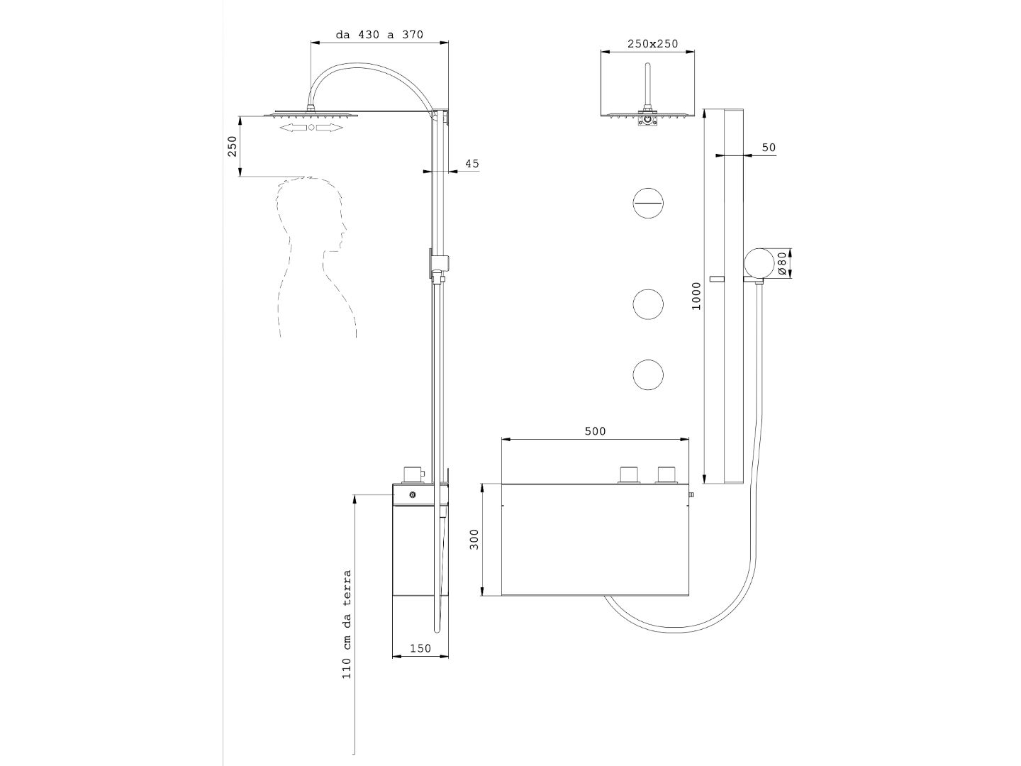 Стержень из нержавеющей стали с ручным душем Cropelli Alyssia ARCH-00082099 - Вид №33