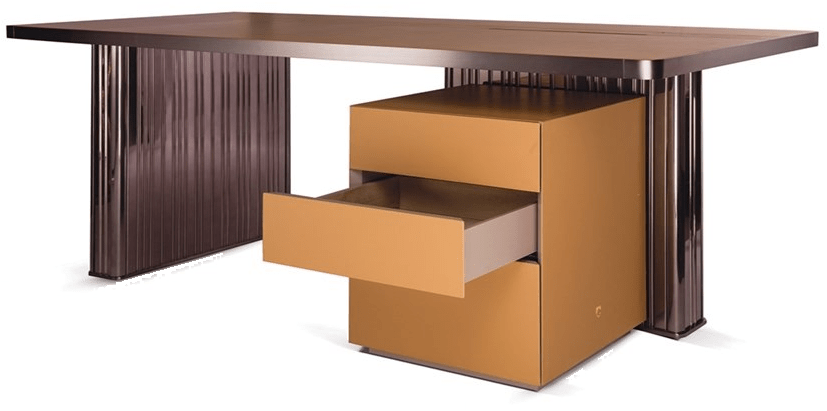 Paolo Castelli Прямоугольный стол с ящиками из кожи и металла Nettuno sun-id-1415157 - Вид №2