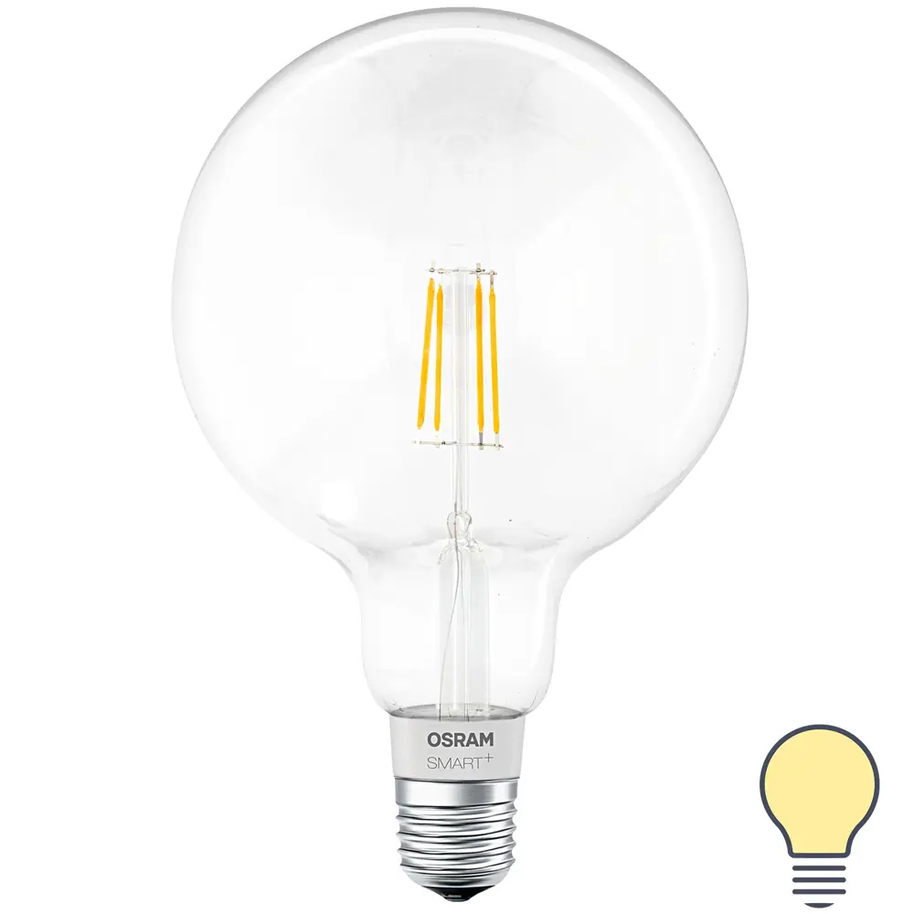 Лампа умная светодиодная Osram Smart Plus E27 220-240 В 5.5 Вт шар большой прозрачная 650 лм, теплый белый свет 89143931 STLM-2142052 LEDVANCE 