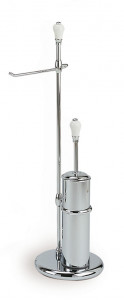 N20(39) Stil Haus Nemi, стойка: бумагодержатель + ерш металлический, цвет хром - белая керамика