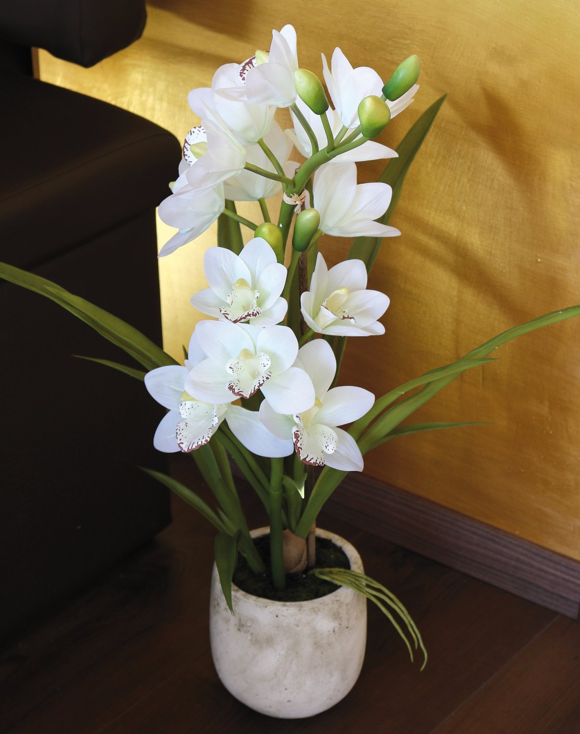 2532 778 a3 Пластиковая орхидея цимбидиум, горшок, 71 см, горшок, real touch soft, бежево-белый H-andreas  - Вид №2