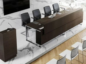 Las Mobili Прямоугольный деревянный стол для переговоров с системой управления кабелями I-meet