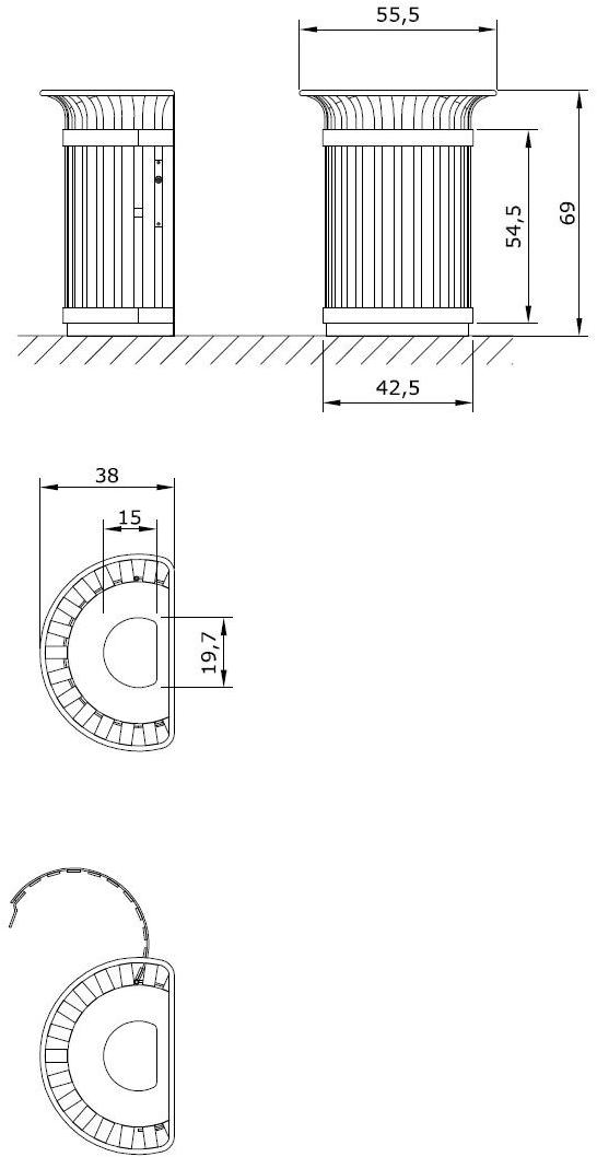 Euroform W Контейнер для мусора из металла Tulip 230-45 (60, 90) - Вид №8