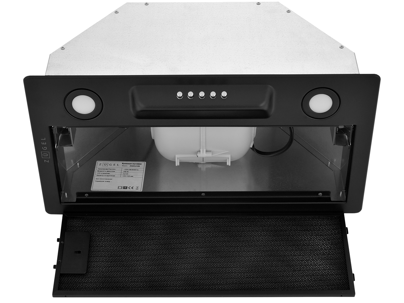 9175458 Вытяжка полновстраиваемая ZUGEL ZHI522B черный STDN-0022394 - Вид №4