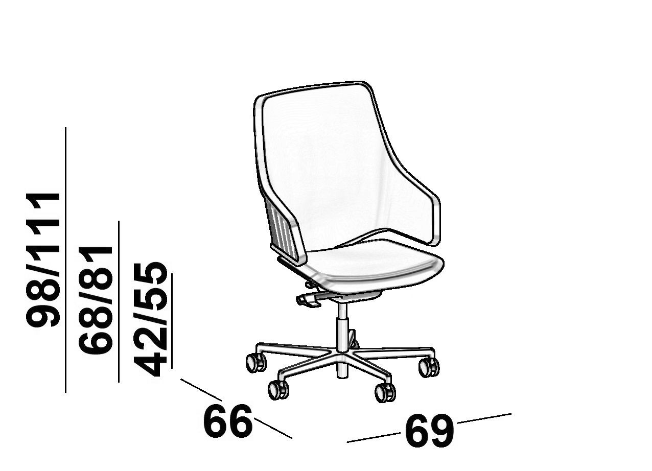 Офисное кресло с регулируемой высотой и колесами с 5 спицами Luxy Италия ARCH-00051429 - Вид №5