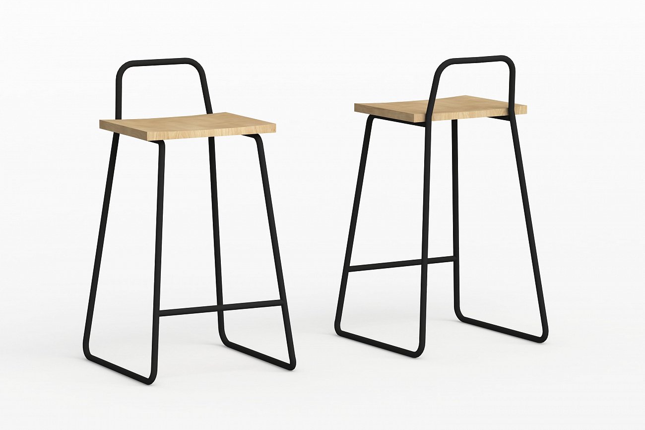 Барный стул с деревянным сиденьем морская волна Bauhaus WOODI  00-3966246 Голубой  - Вид №1