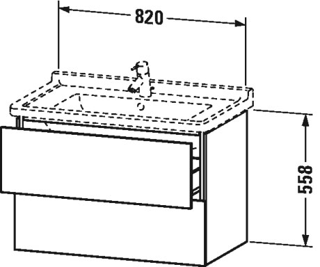 LC626500909 Тумбочка подвесная L-Cube #LC6265 820 x 469 мм Светло-голубой матовый декор Duravit - Вид №1