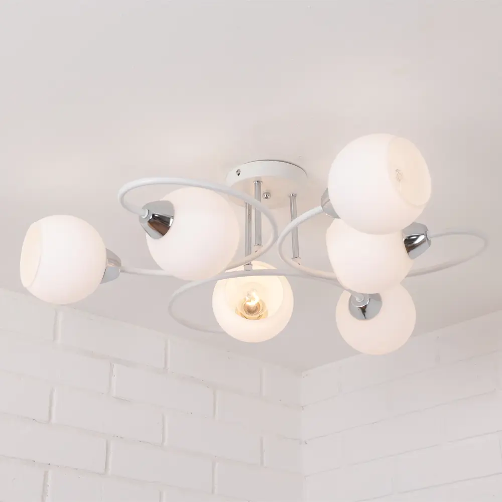 Люстра потолочная «Bitongo» 74523-6 6 ламп 18 м² цвет белый SCHAFFNER STLM-2203515 - Вид №4